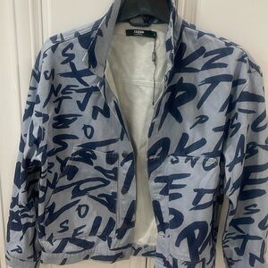 Jaded London Graffiti Blue denim jacket oversized size Small urban streetwear